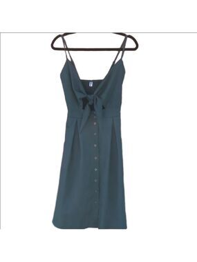 New EcoWish Green  Midi Sundress Tie Front,‎ Medium Size